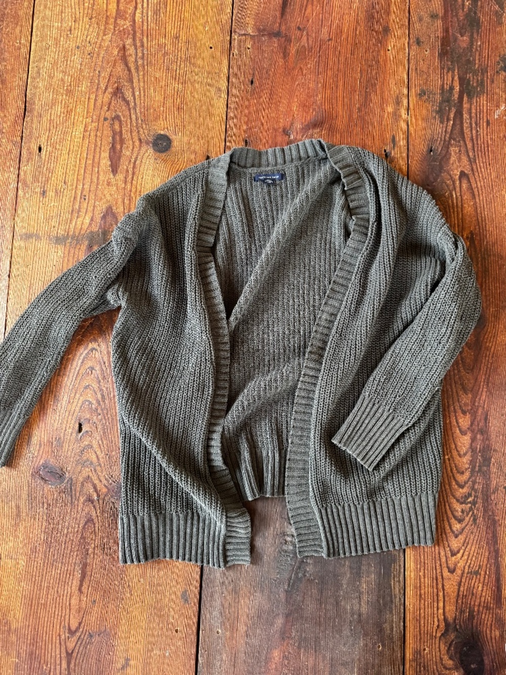 American Eagle Womens Medium Size M Open Cardigan Knit Sweater Casual Green